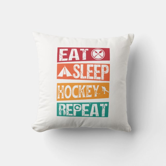 Eat Sleep Hokey Repeat Cute Lover Cushion (Front)