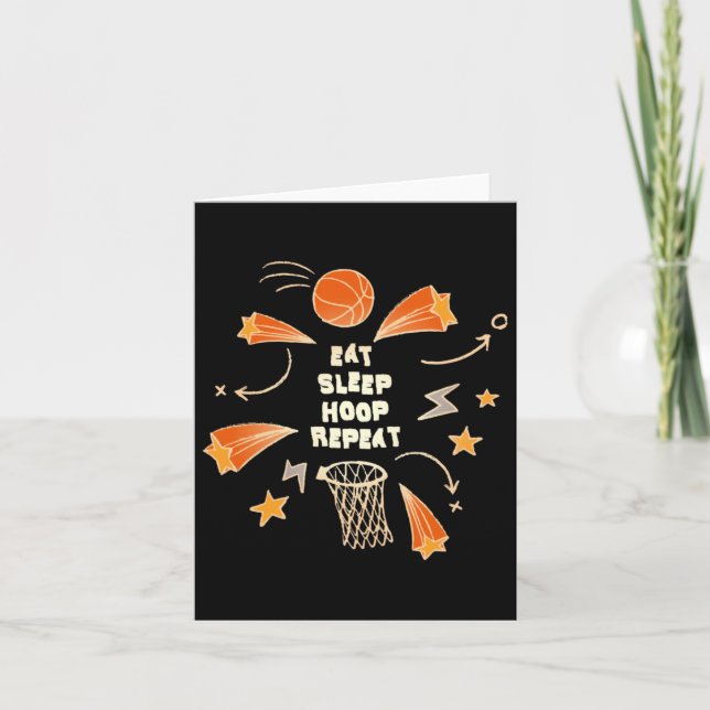 Eat Sleep Hoop Repeat Basketball  Card (Front)