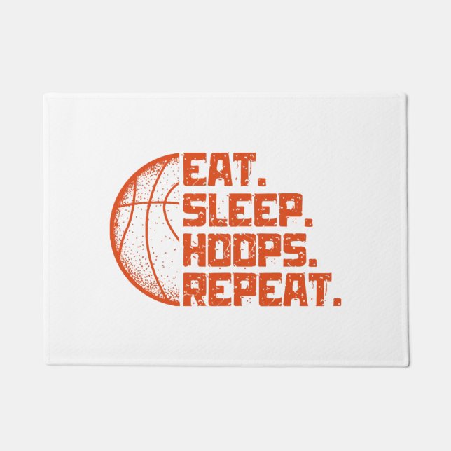 Eat Sleep Hoops Repeat Basketball Funny Quotes  Doormat (Front)