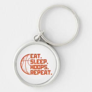 Eat Sleep Hoops Repeat Basketball Funny Quotes  Key Ring