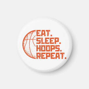 Eat Sleep Hoops Repeat Basketball Funny Quotes Magnet