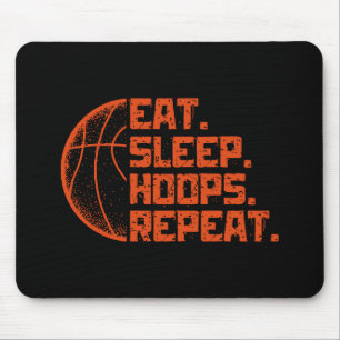 Eat Sleep Hoops Repeat Basketball Funny Quotes Mouse Pad