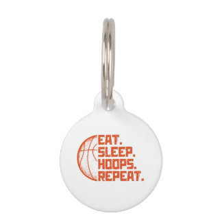 Eat Sleep Hoops Repeat Basketball Funny Quotes  Pet Tag