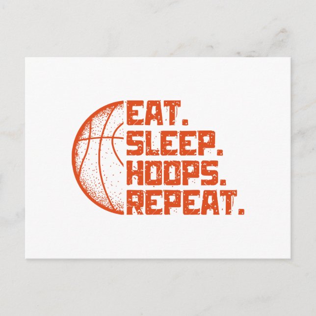 Eat Sleep Hoops Repeat Basketball Funny Quotes  Postcard (Front)