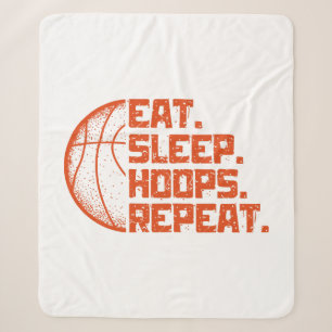 Eat Sleep Hoops Repeat Basketball Funny Quotes  Sherpa Blanket