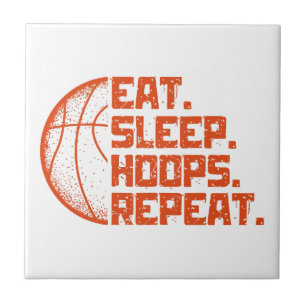 Eat Sleep Hoops Repeat Basketball Funny Quotes Tile