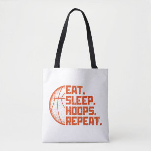 Eat Sleep Hoops Repeat Basketball Funny Quotes  Tote Bag