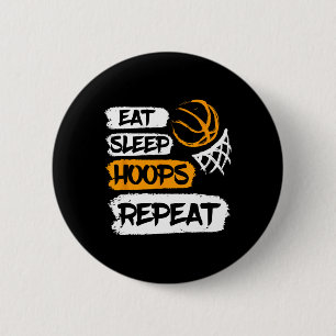 Eat Sleep Hoops Repeat Vintage Basketball Saying a 6 Cm Round Badge