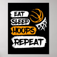 Eat Sleep Hoops Repeat Vintage Basketball Saying a