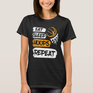 Eat Sleep Hoops Repeat Vintage Basketball Saying & T-Shirt