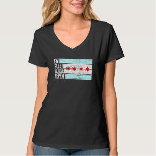 Eat Sleep House Music - Chicago Flag Dj Edm Vintag T-Shirt