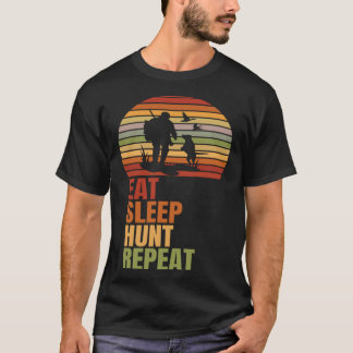 Eat Sleep Hunt Repeat Retro Adventure Hunting T-Shirt