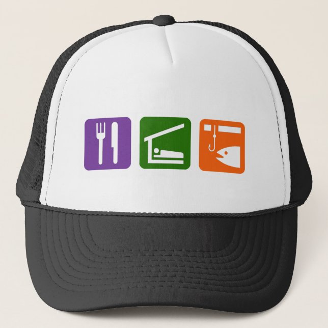 Eat Sleep Ice Fishing Trucker Hat (Front)