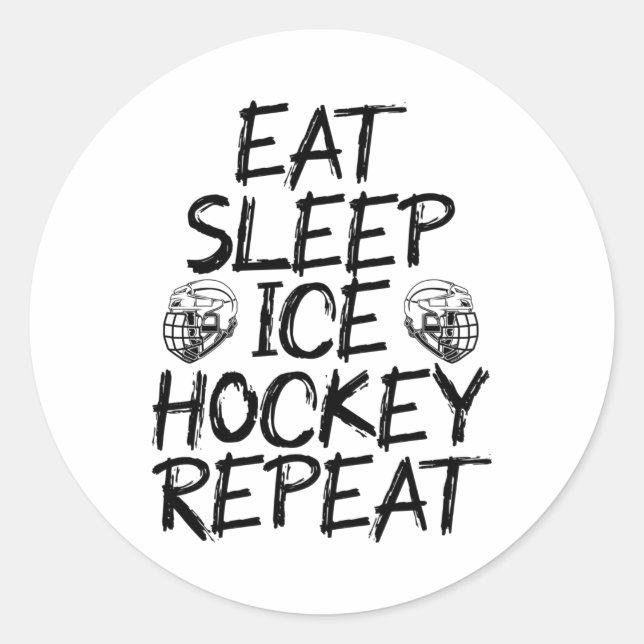 eat sleep ice hockey repeat classic round sticker (Front)