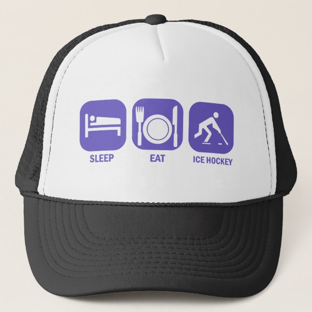 eat sleep ice hockey trucker hat (Front)