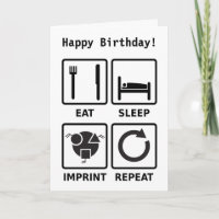 Eat, sleep, imprint, repeat birthday card