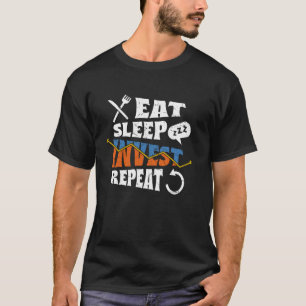 Eat Sleep Invest Repeat Enthusiast Motif T-Shirt