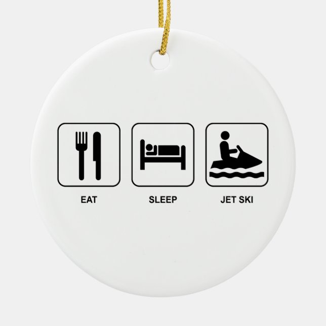 Eat Sleep Jet Ski Ceramic Tree Decoration (Front)