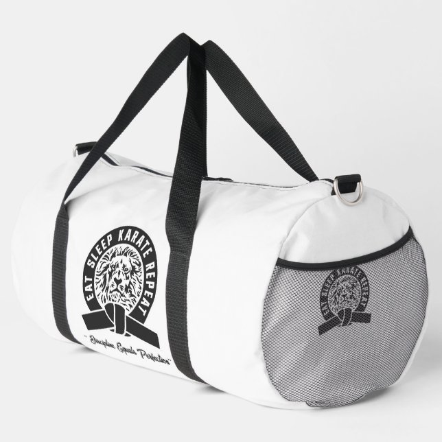 Eat Sleep Karate Repeat - Discipline = Perfection Duffle Bag (Right Corner)