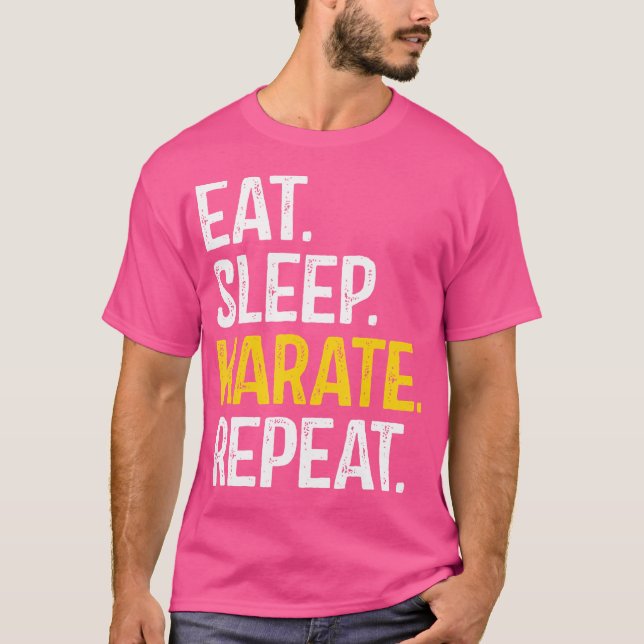 Eat Sleep Karate Repeat Karate Fighter T-Shirt (Front)