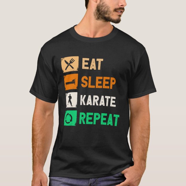Eat Sleep Karate Repeat Men Women Judo Kendo T-Shirt (Front)