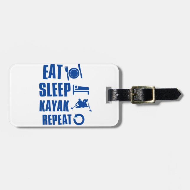Eat sleep kayak luggage tag (Front Horizontal)