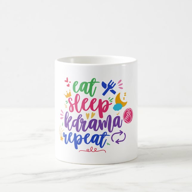 Eat Sleep Kdrama Repeat - Funny Kdrama Coffee Mug (Center)