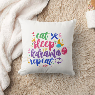 Eat Sleep Kdrama Repeat - Funny Kdrama Cushion
