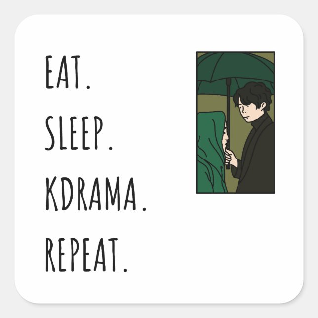 Eat. Sleep. Kdrama. Repeat. Square Sticker (Front)