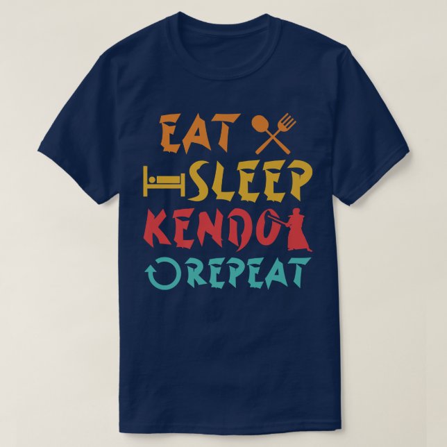 Eat Sleep Kendo Japan Martial Arts Japanese Warrio T-Shirt (Design Front)