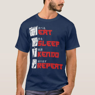 Eat Sleep Kendo Japanese Warrior Samurai Japan Mar T-Shirt
