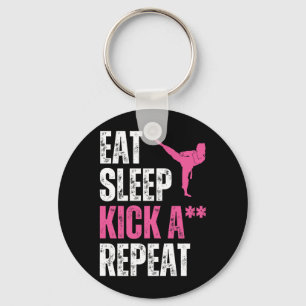 Eat Sleep Kick Martial Arts Funny Womens Taekwondo Key Ring