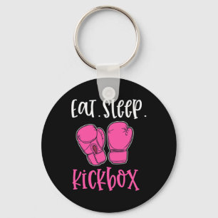 Eat Sleep Kickbox Pink Saying Quote Kickboxing Fig Key Ring
