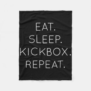 Eat Sleep Kickbox Repeat - Funny Kick Boxing Boxer Fleece Blanket