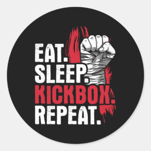 Eat Sleep Kickbox Repeat - Kickboxing Martial Arts Classic Round Sticker