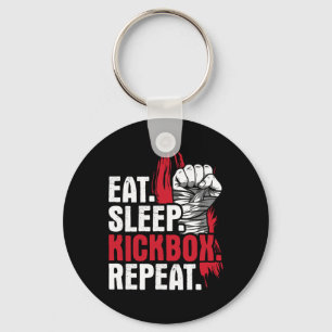 Eat Sleep Kickbox Repeat - Kickboxing Martial Arts Key Ring