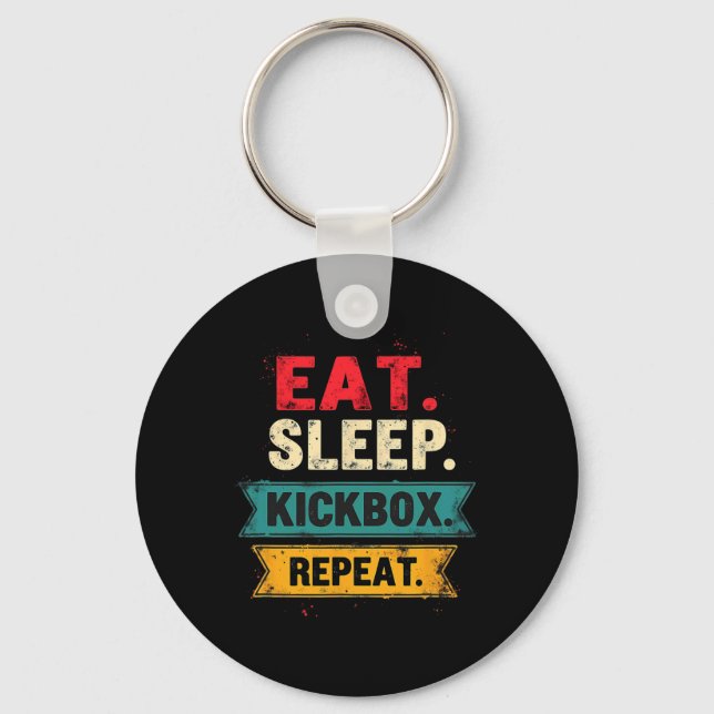 Eat Sleep Kickbox Repeat Kickboxing Mma Boxer  Key Ring (Front)