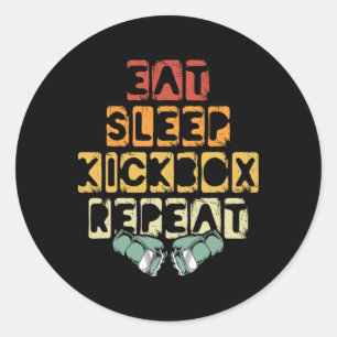 Eat Sleep Kickbox Repeat Mma Kickboxing Kickboxer  Classic Round Sticker
