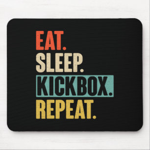 Eat Sleep Kickbox Repeat - Retro Vintage Kickboxin Mouse Pad