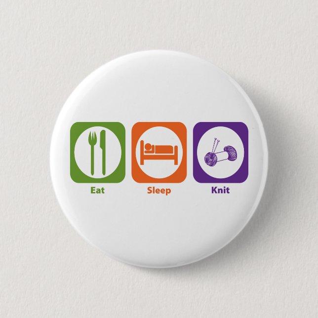 Eat Sleep Knit 6 Cm Round Badge (Front)