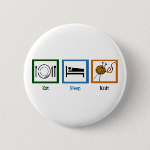 Eat Sleep Knit 6 Cm Round Badge