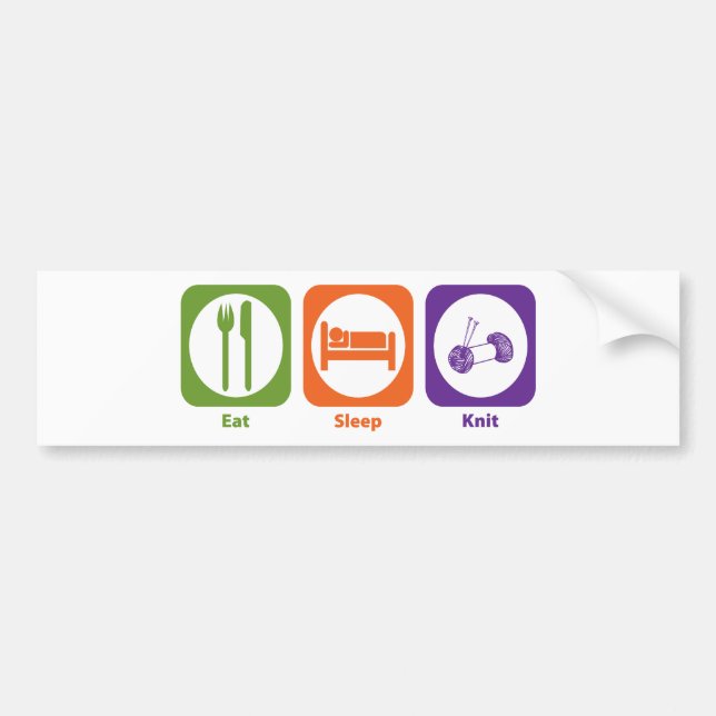 Eat Sleep Knit Bumper Sticker (Front)