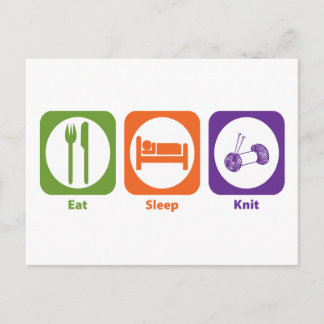 Eat Sleep Knit Postcard