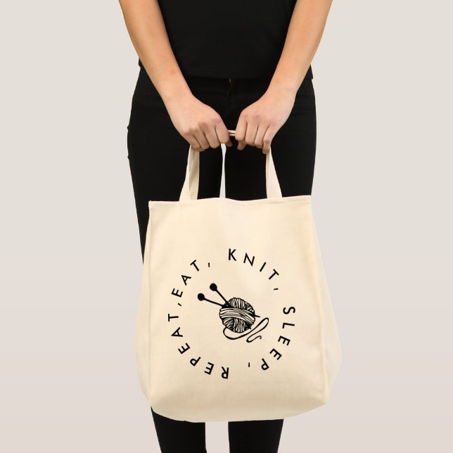Eat sleep knit repeat Knitting Needles gift Tote Bag (Front (Product))