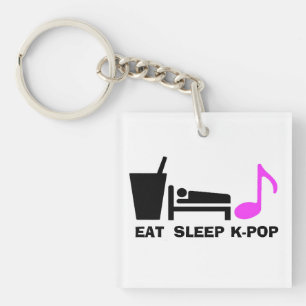 Eat Sleep Kpop Keychain (Dual Colour)