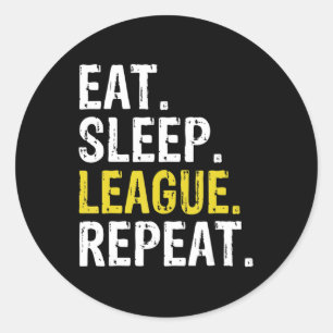Eat Sleep League Repeat Sports Game Gaming Gift Classic Round Sticker