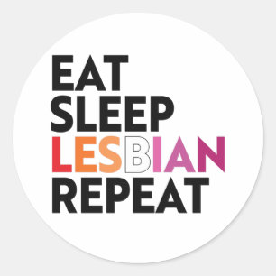 Eat Sleep Lesbian Repeat Classic Round Sticker