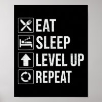 Eat Sleep Level Up Repeat Funny Boys Kids Adult Ga