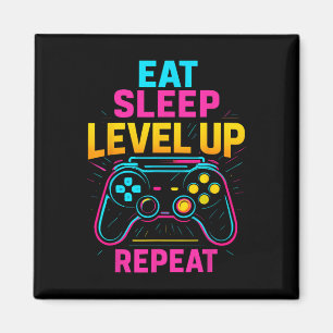 Eat Sleep Level Up Repeat Gamer Funny Video Game G Magnet