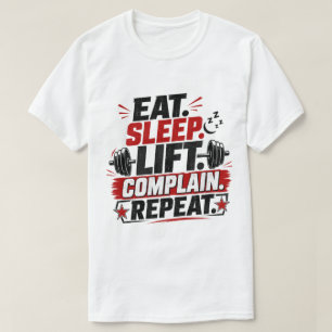 Eat Sleep Lift Complain Repeat Funny Gym Workout T-Shirt
